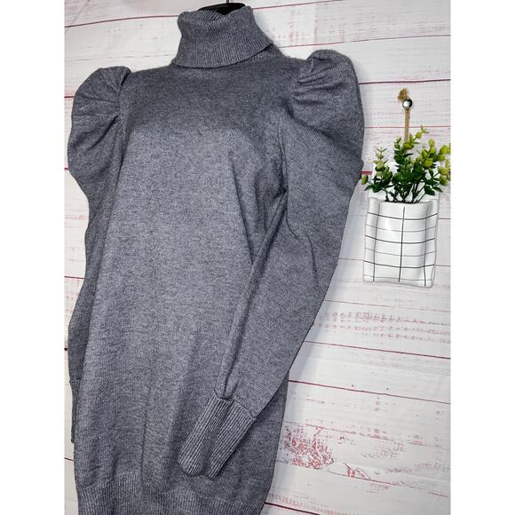 NEW Aaron & Amber Gray Puff Sleeve Sweater Dress Size Large - Picture 2 of 6